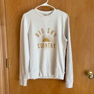 Faherty Sweatshirt Womens Small Cream Big Sky Country Graphic Crew Neck Cotton